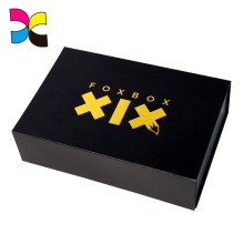 Black flodable magnet close box with gold logo hot stamping